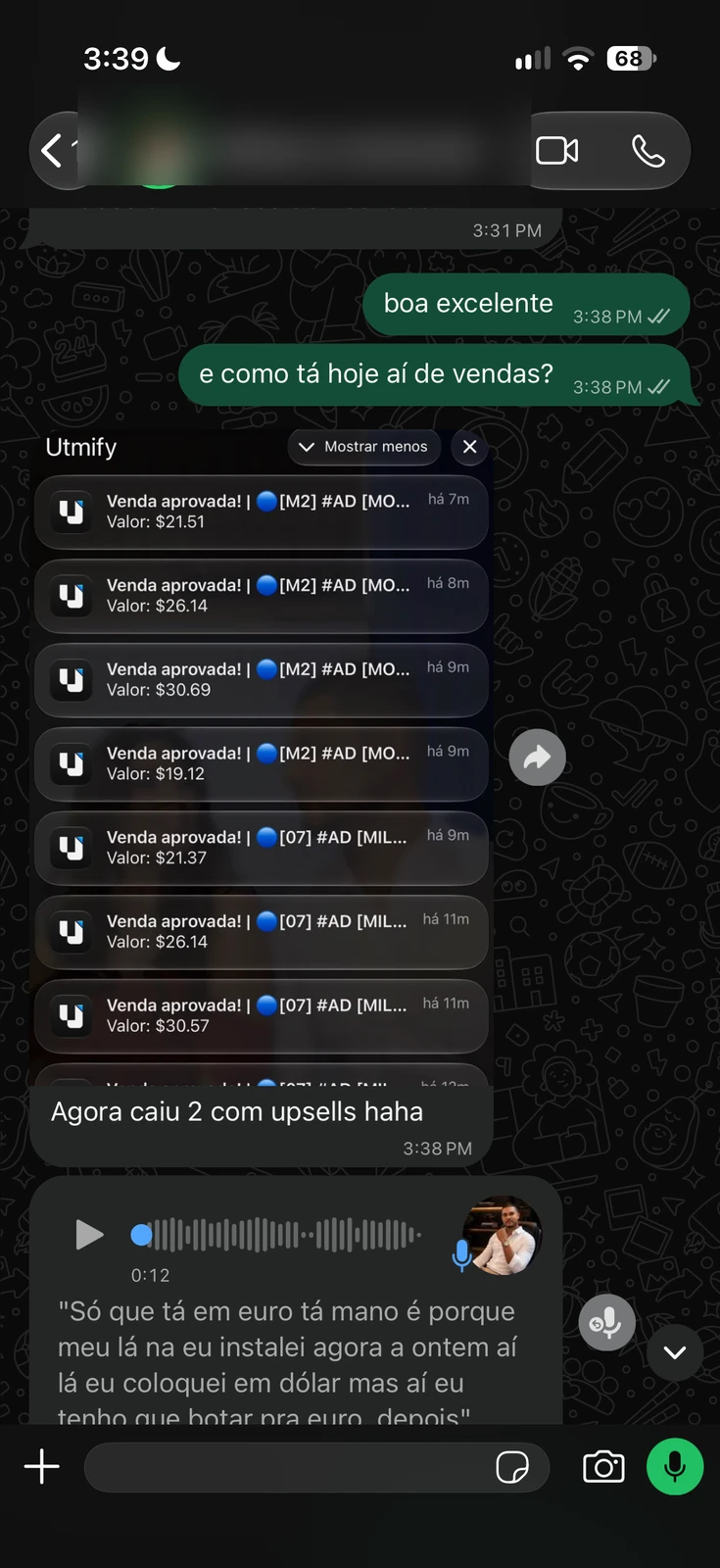 Print de conversa de mentorado